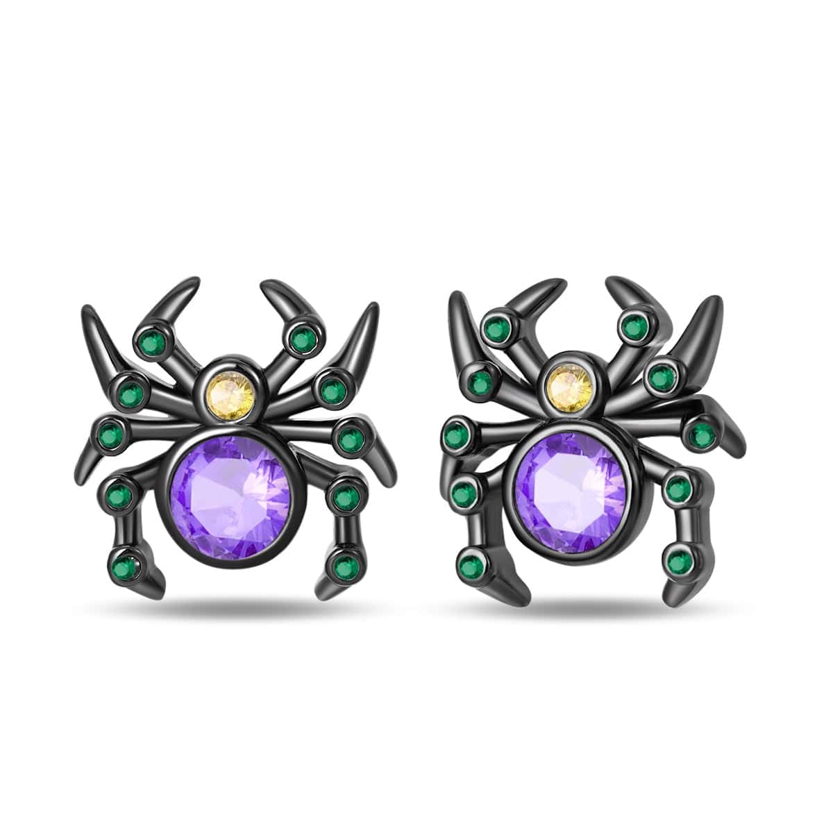 Amarante Jewelry Mystic Spider Earrings with Purple and Green Gemstones
