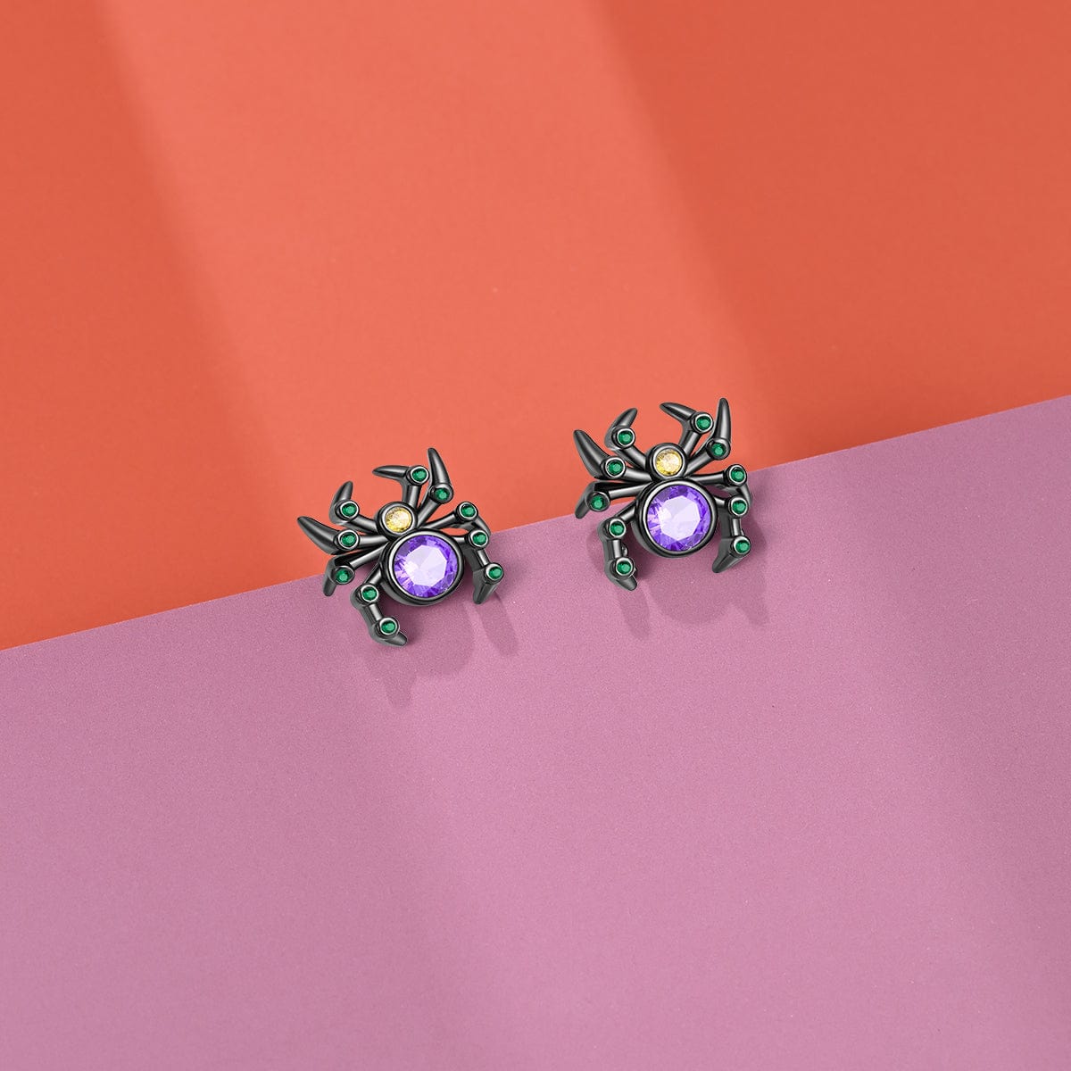 Amarante Jewelry Mystic Spider Earrings with Purple and Green Gemstones