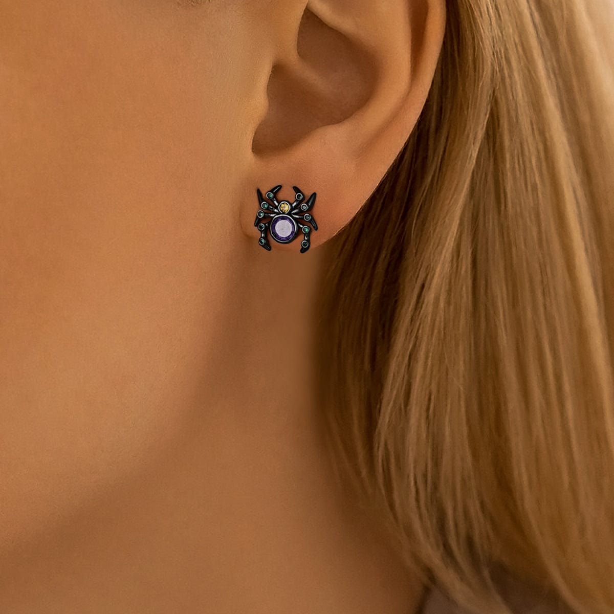 Amarante Jewelry Mystic Spider Earrings with Purple and Green Gemstones