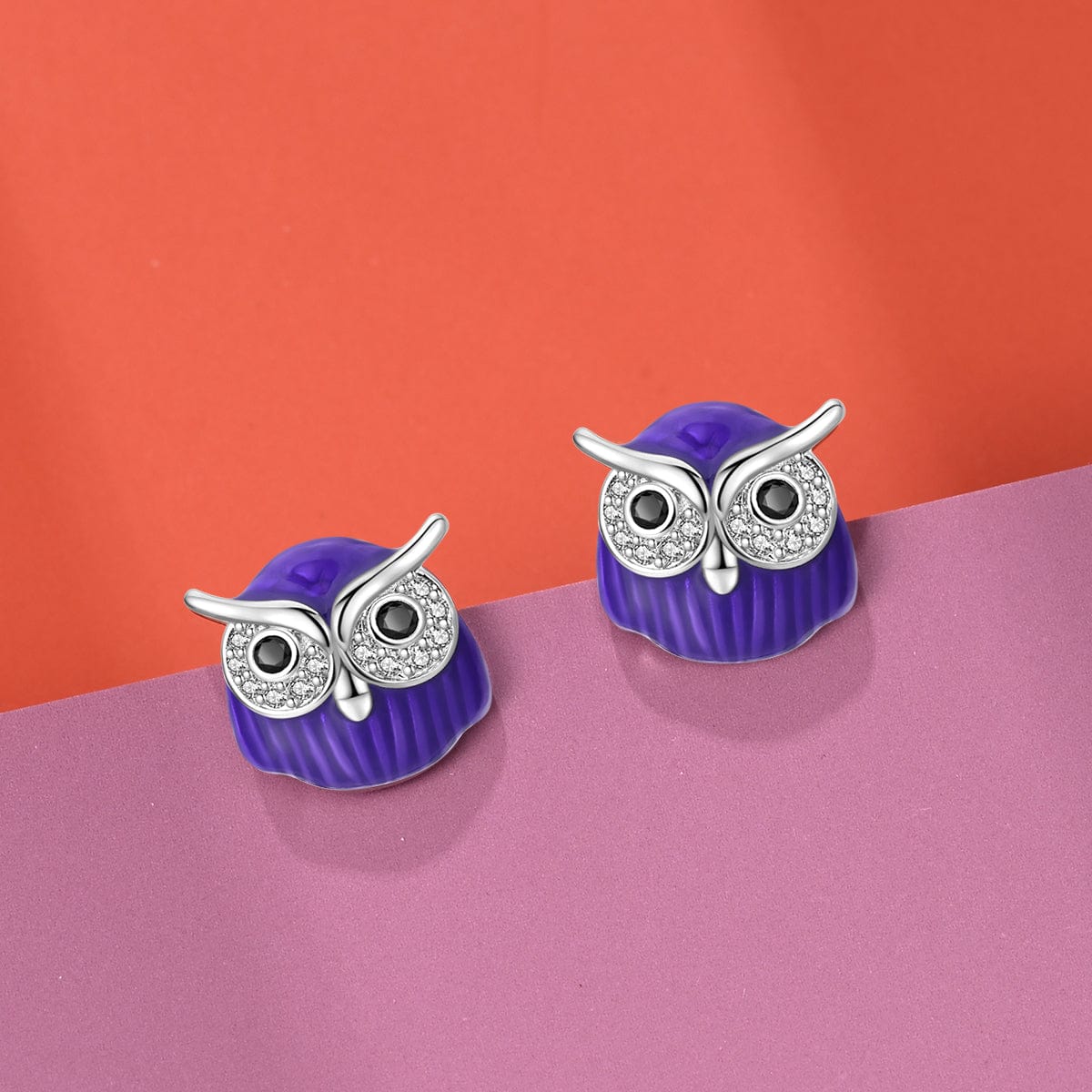 Amarante Jewelry Mystical Night Owl Crystal Stud Earrings