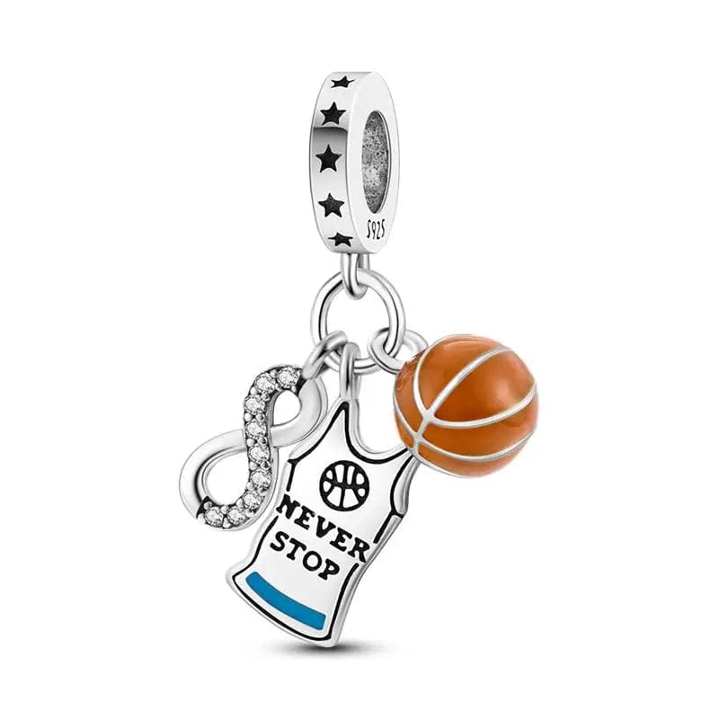 Amarante Jewelry Never Give Up Basketball Dangle Charm