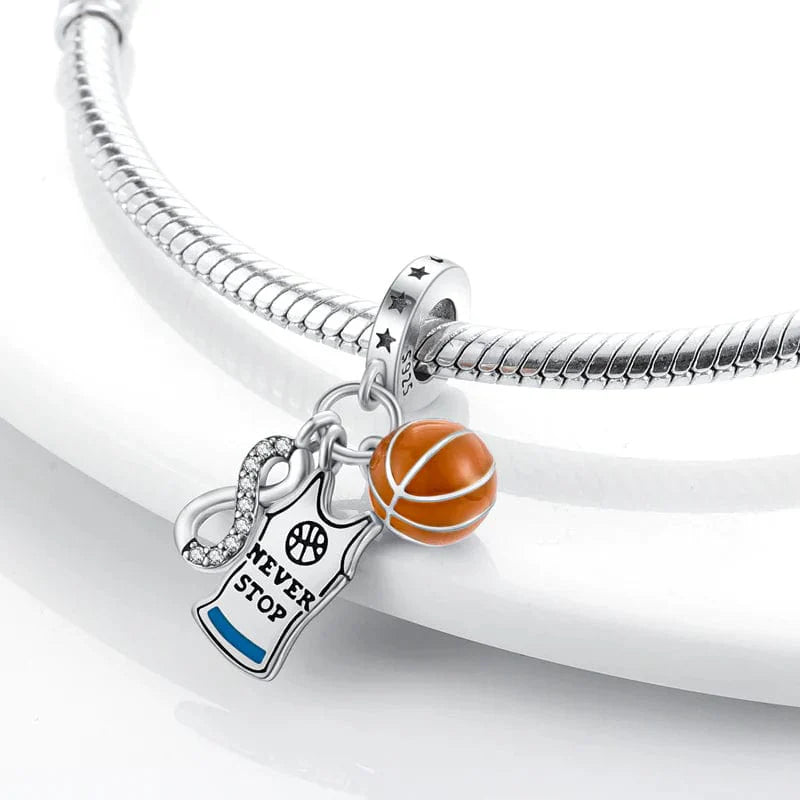 Amarante Jewelry Never Give Up Basketball Dangle Charm
