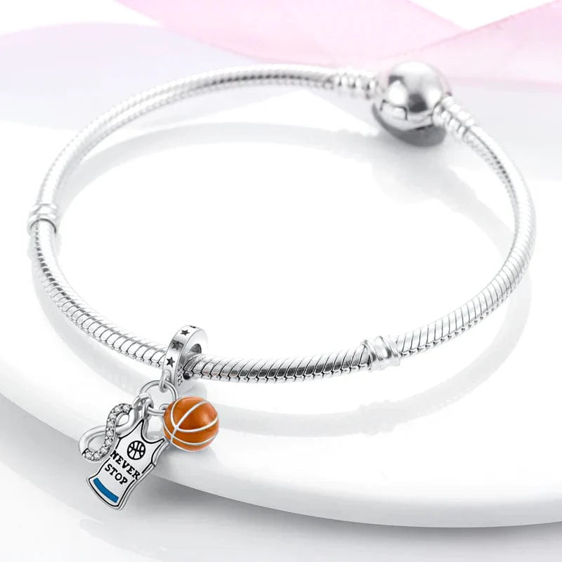 Amarante Jewelry Never Give Up Basketball Dangle Charm