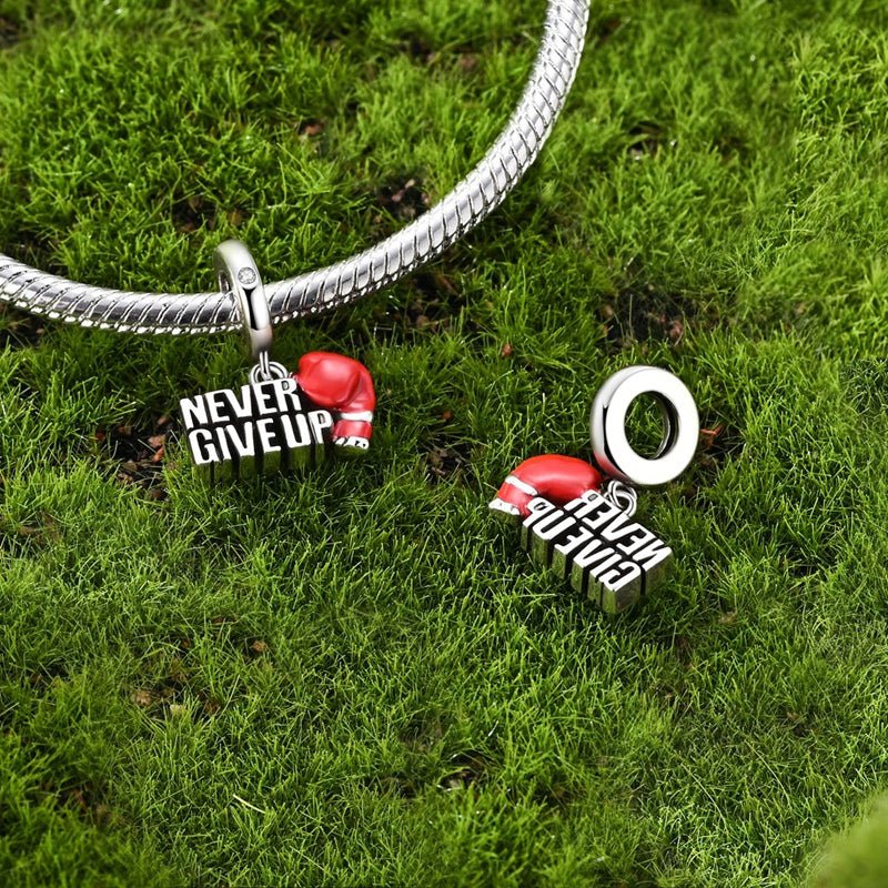 Amarante Jewelry “Never Give Up” Boxing Glove Dangle Charm