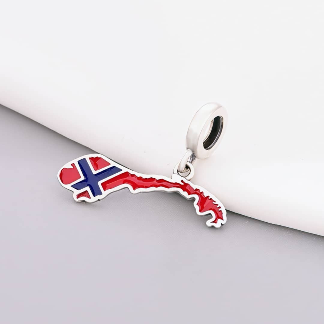 Amarante Jewelry Norway Map Flag Dangle Charm