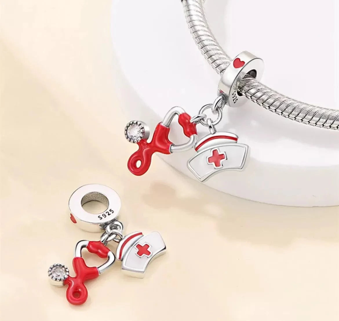 Amarante Jewelry Nurse's Heart, Stethoscope and Cap Charm