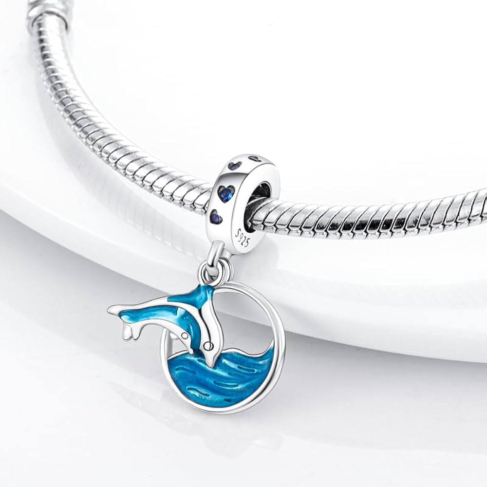 Amarante Jewelry Ocean Blue Dolphin and Sea Dangle Charm