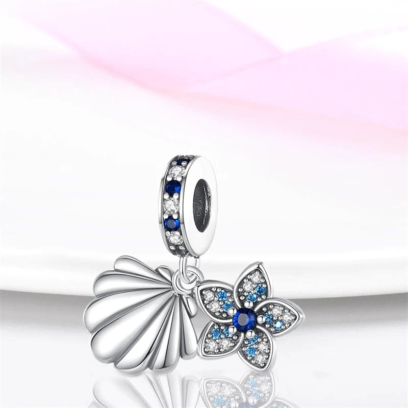 Amarante Jewelry Ocean Clam Shell Flower Dangle Charm