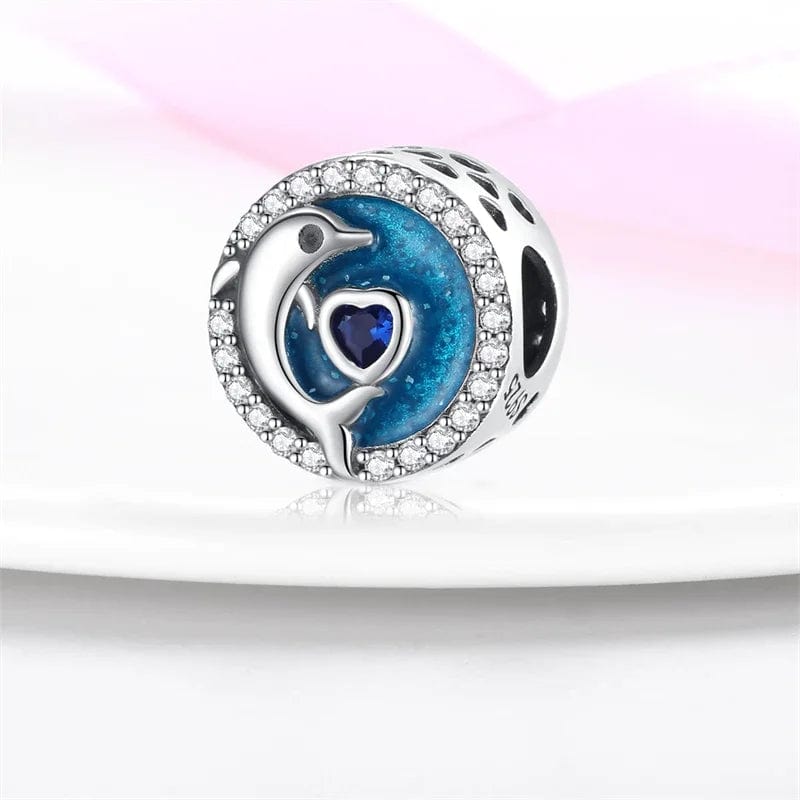 Amarante Jewelry Ocean Dolphin and Heart Circle Charm