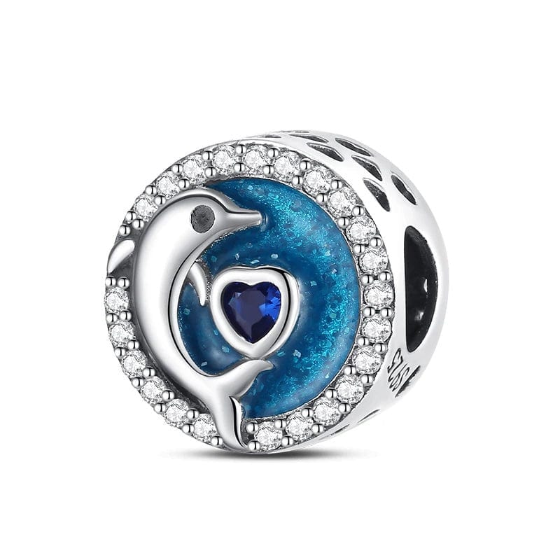Amarante Jewelry Ocean Dolphin and Heart Circle Charm