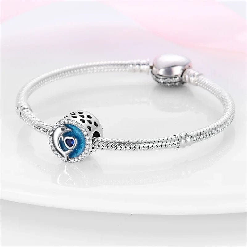 Amarante Jewelry Ocean Dolphin and Heart Circle Charm