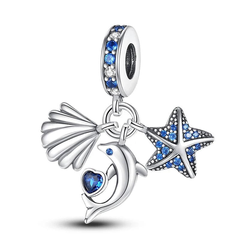 Amarante Jewelry Ocean Fish Starfish and Seashell Triple Dangle Charm