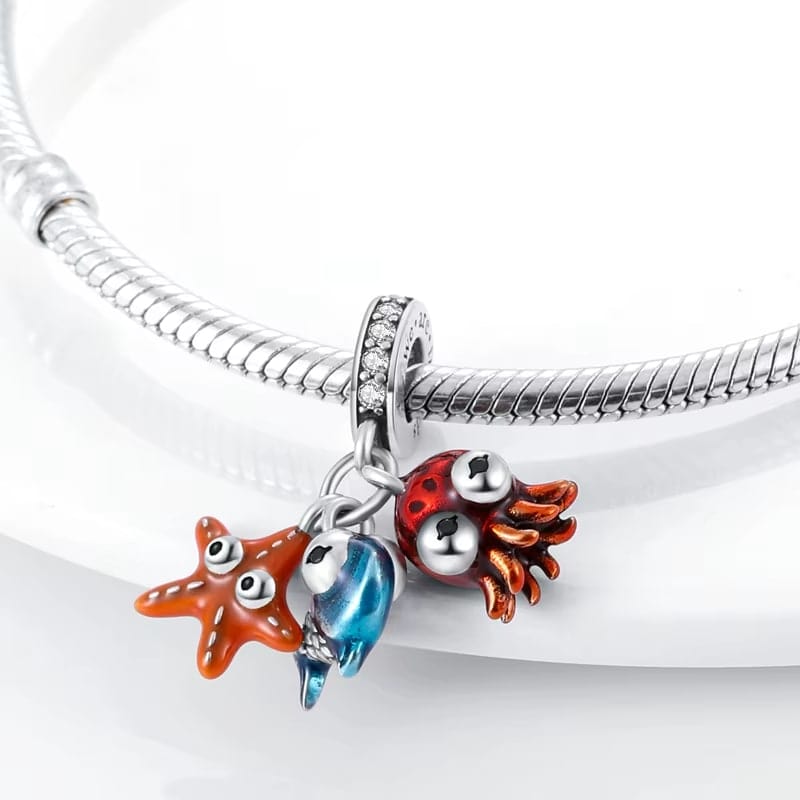 Amarante Jewelry Ocean Octopus Fish and Starfish Triple Dangle Charm