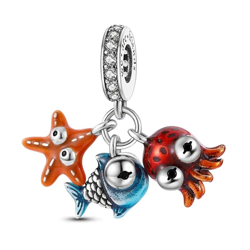 Amarante Jewelry Ocean Octopus Fish and Starfish Triple Dangle Charm