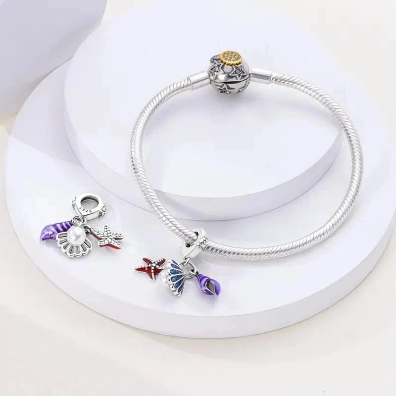 Amarante Jewelry Ocean Seashell Starfish Triple Dangle Charm