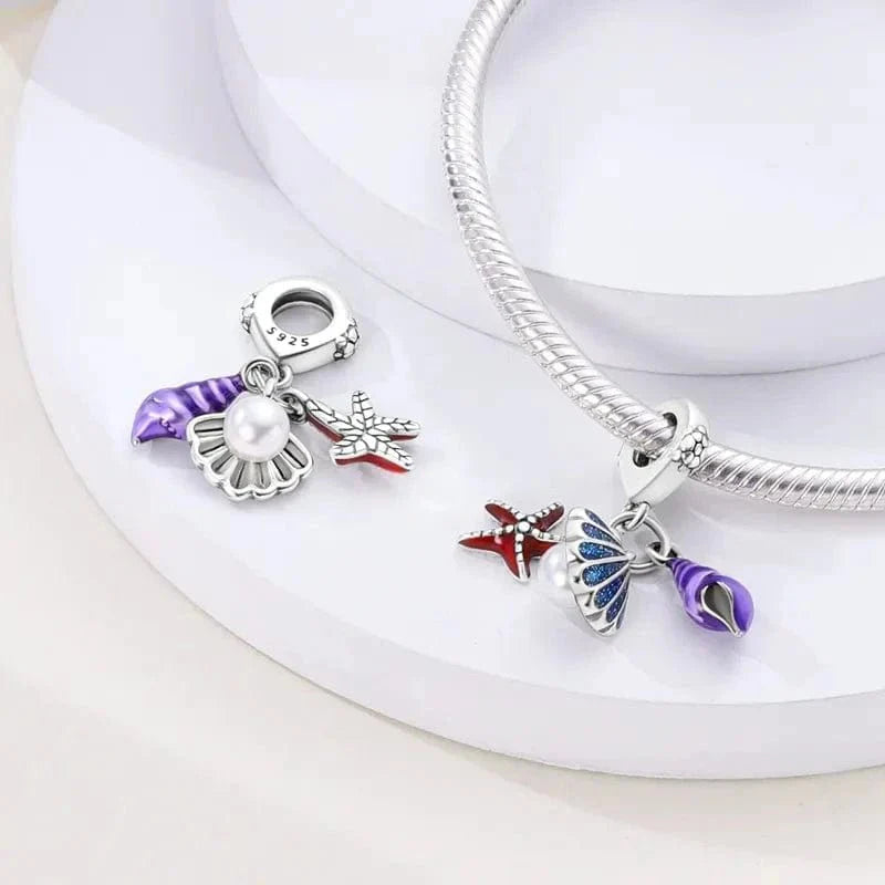 Amarante Jewelry Ocean Seashell Starfish Triple Dangle Charm
