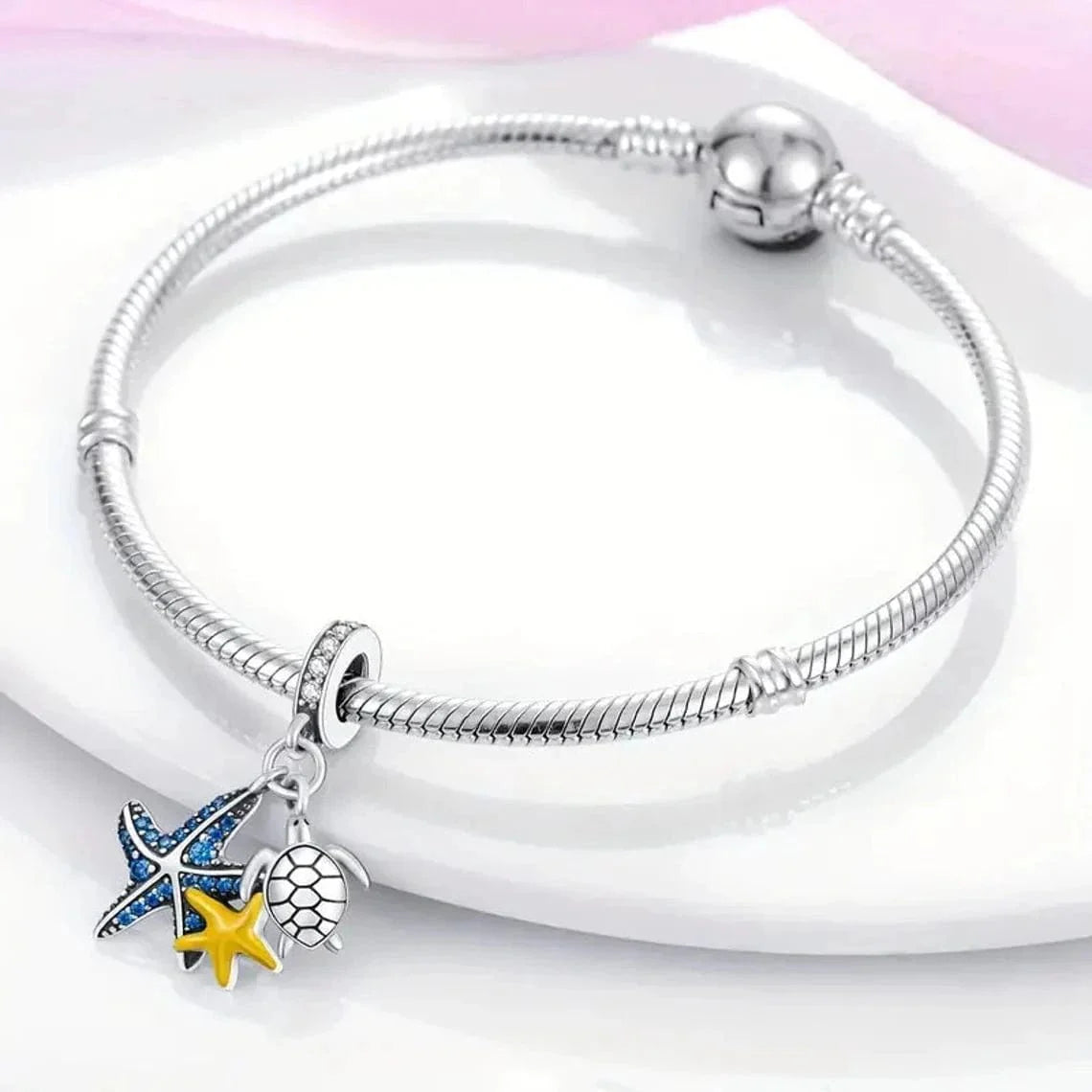 Amarante Jewelry Ocean Starfish and Turtle Triple Dangle Charm