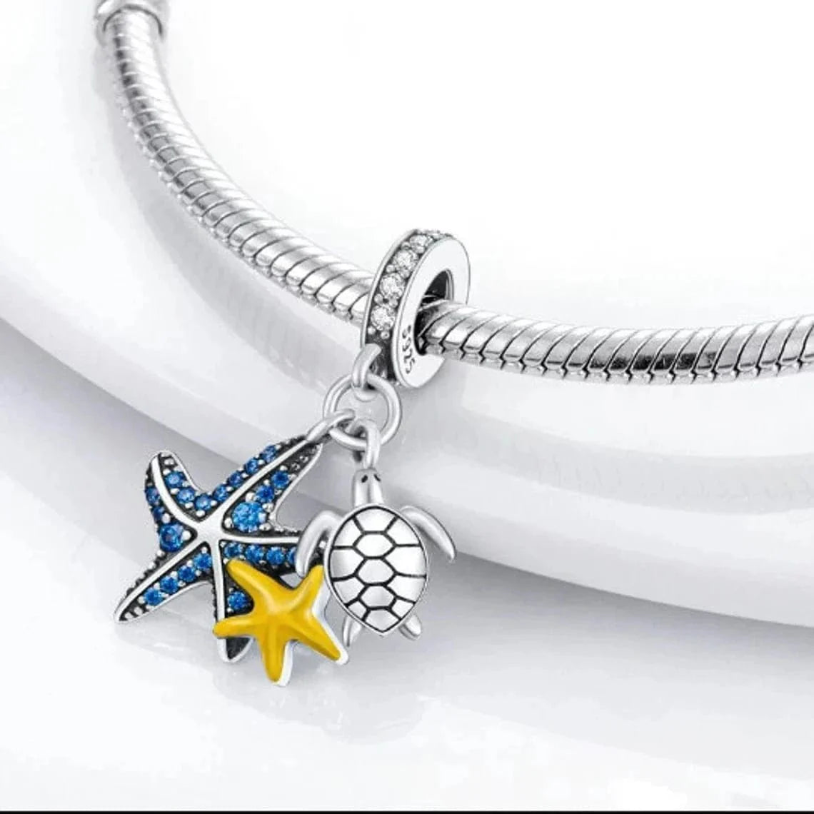 Amarante Jewelry Ocean Starfish and Turtle Triple Dangle Charm
