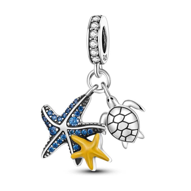 Amarante Jewelry Ocean Starfish and Turtle Triple Dangle Charm