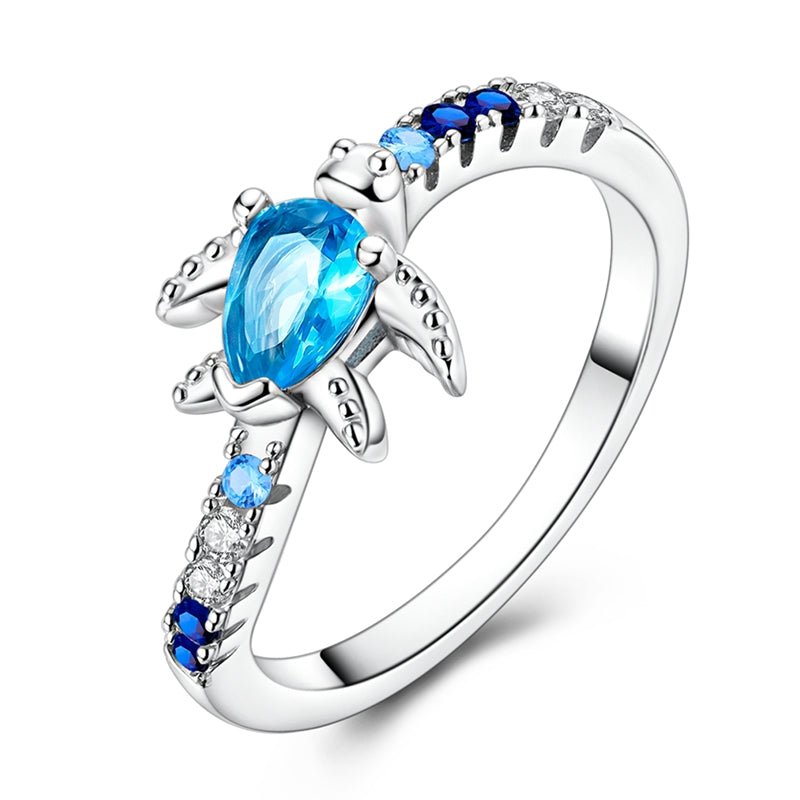 Amarante Jewelry Ocean Turtle with Blue Crystal Ring