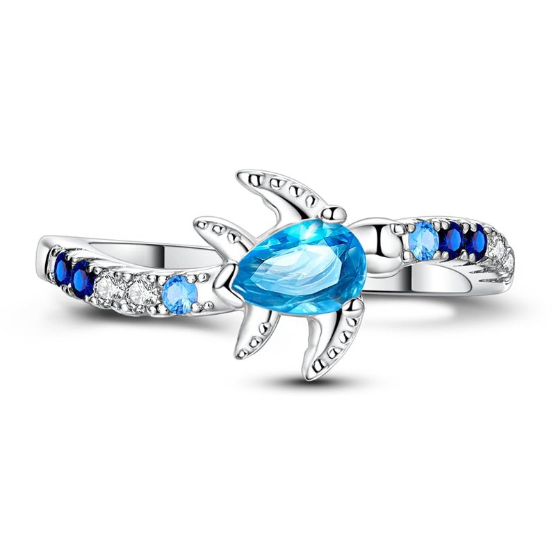 Amarante Jewelry Ocean Turtle with Blue Crystal Ring