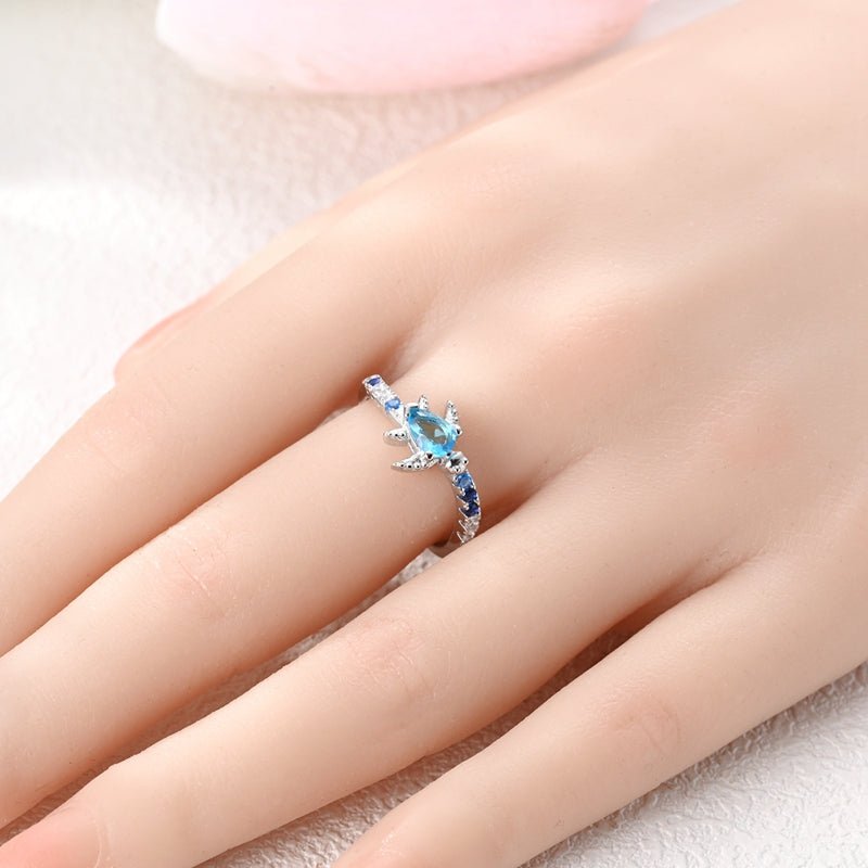 Amarante Jewelry Ocean Turtle with Blue Crystal Ring