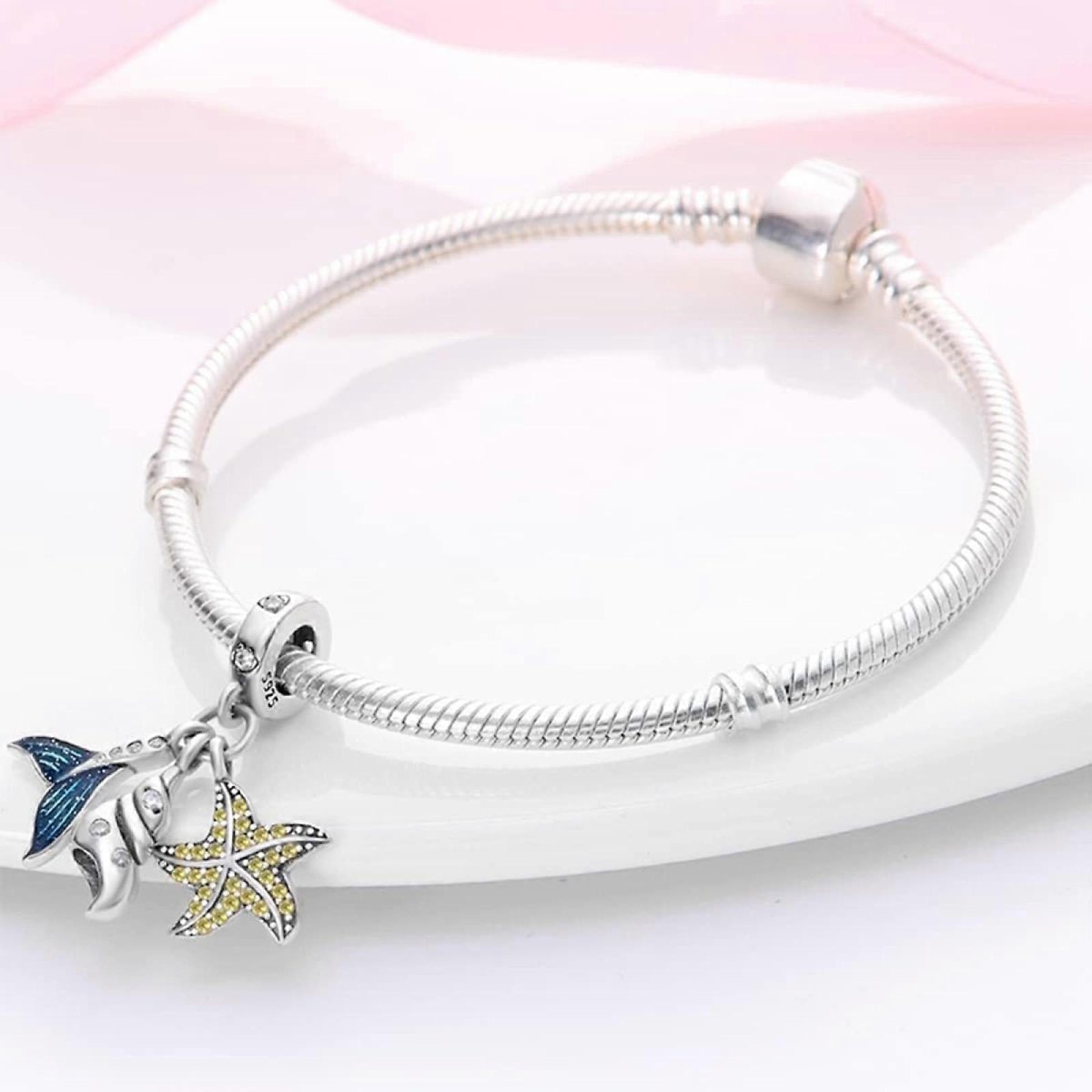 Amarante Jewelry Ocean Whale Tail and Starfish Triple Dangle Charm
