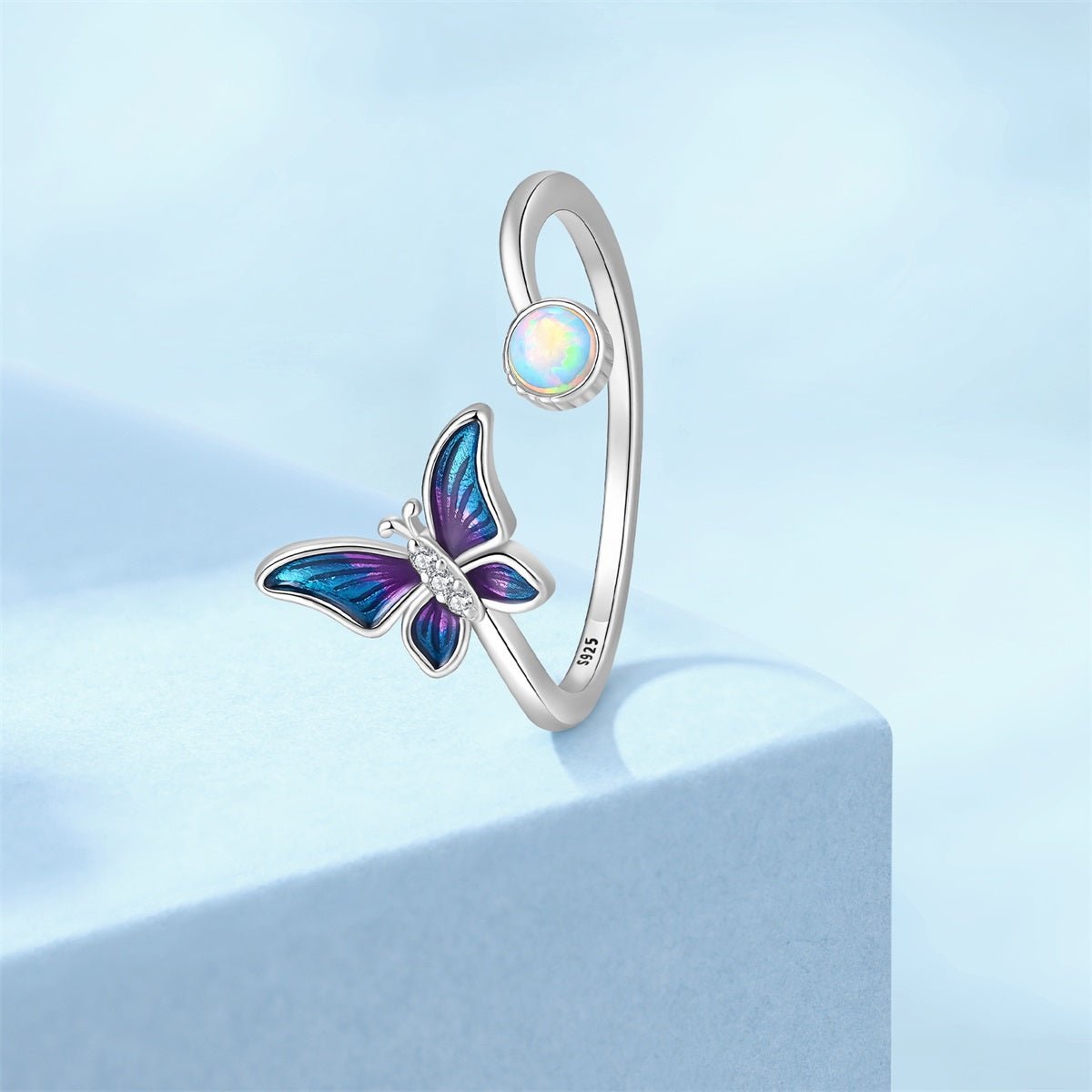 Amarante Jewelry Opal & Blue Butterfly Adjustable Ring