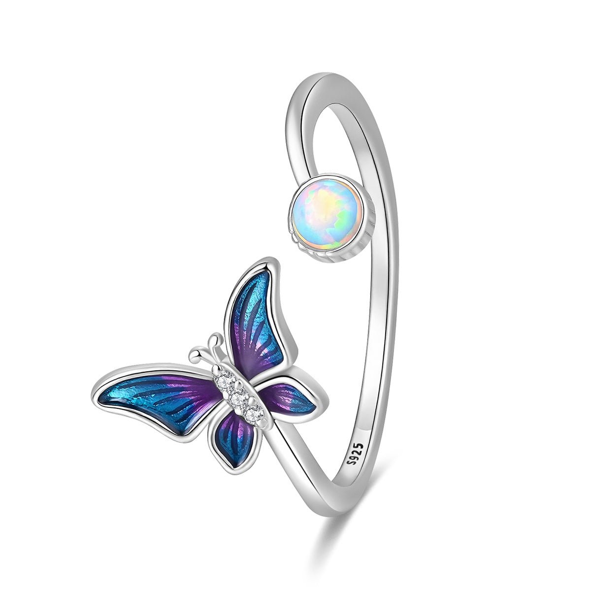 Amarante Jewelry Opal & Blue Butterfly Adjustable Ring