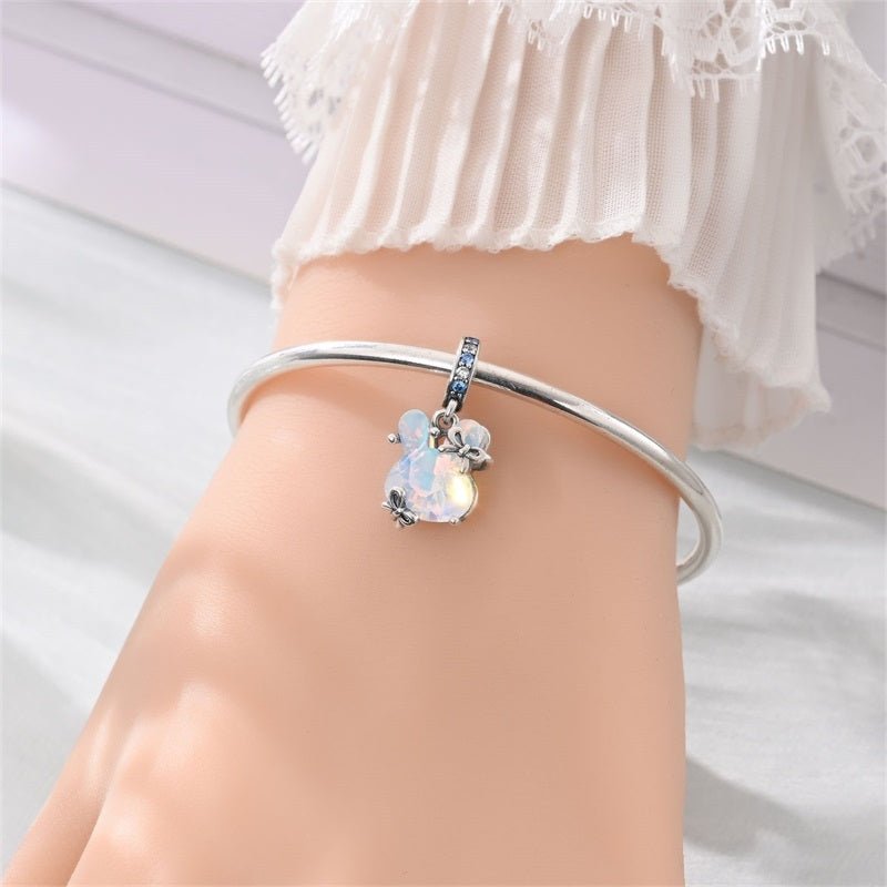 Amarante Jewelry Opal Bunny with Blue Crystal Accents Dangle Charm