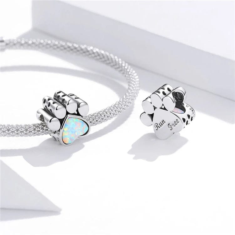 Amarante Jewelry Opal Heart Paw Print Charm