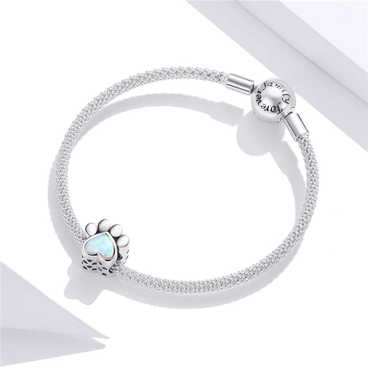 Amarante Jewelry Opal Heart Paw Print Charm