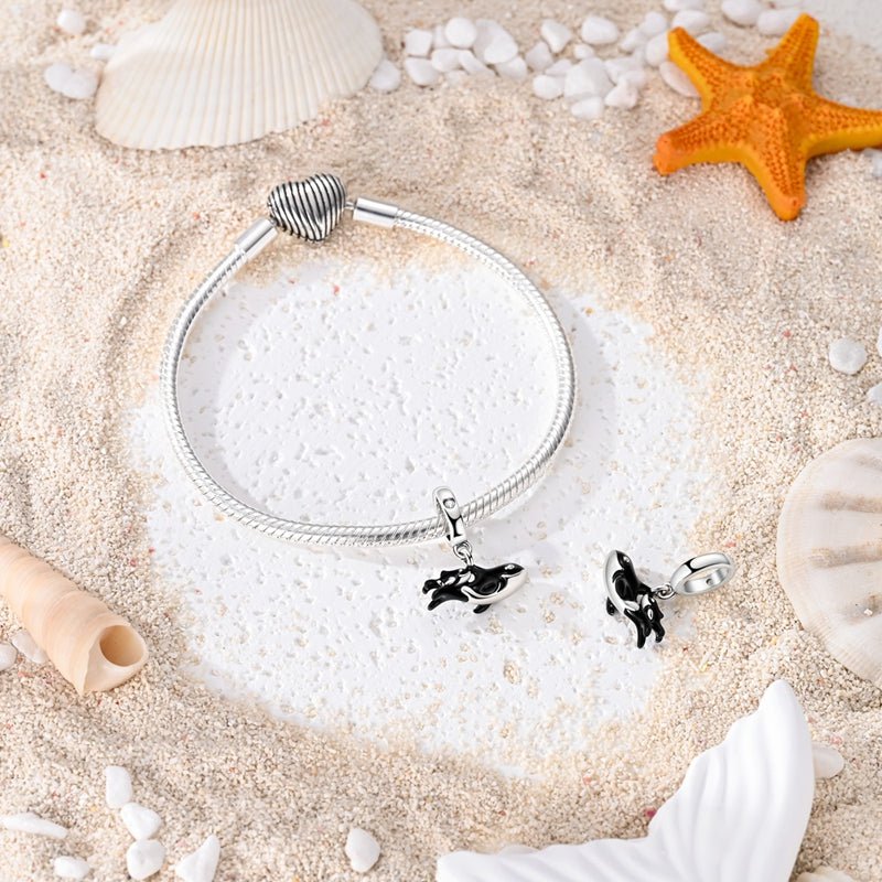 Amarante Jewelry Orca Whale Mother & Baby Dangle Charm