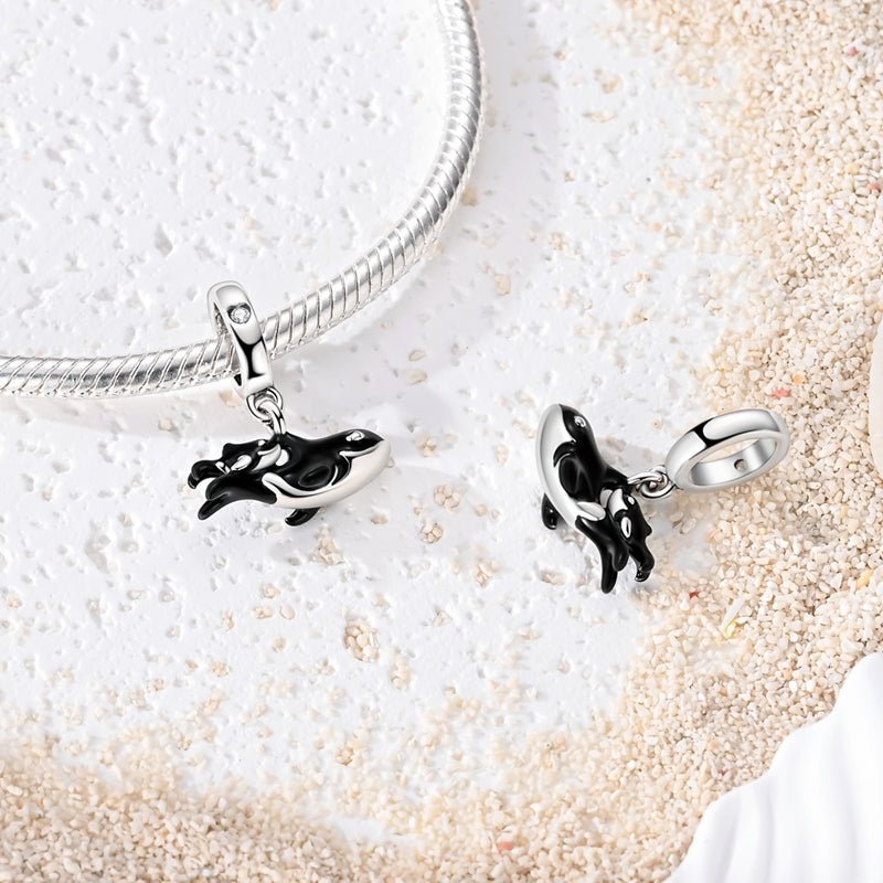 Amarante Jewelry Orca Whale Mother & Baby Dangle Charm