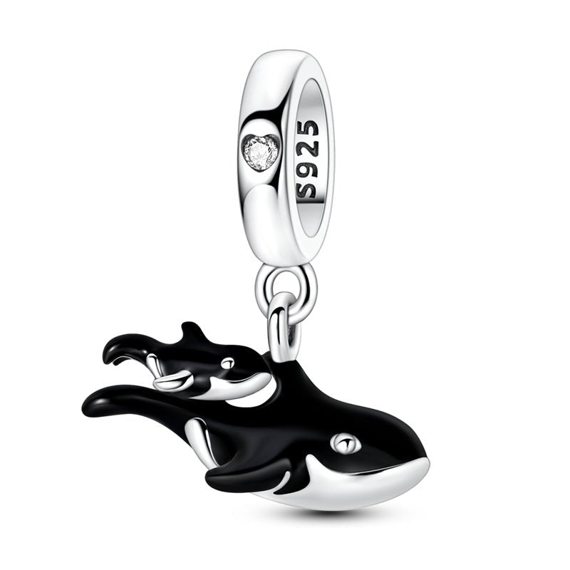 Amarante Jewelry Orca Whale Mother & Baby Dangle Charm