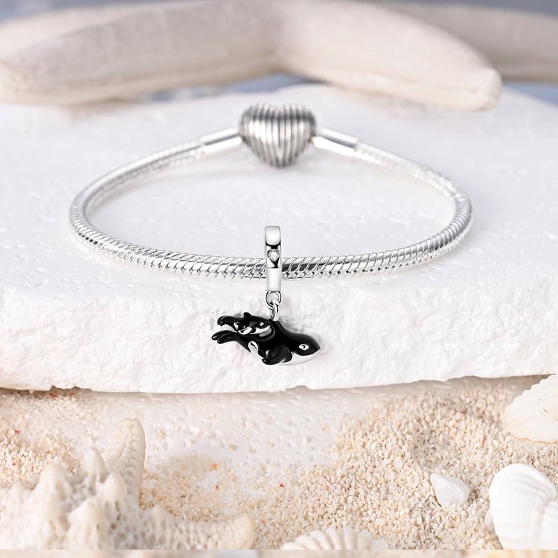 Amarante Jewelry Orca Whale Mother & Baby Dangle Charm