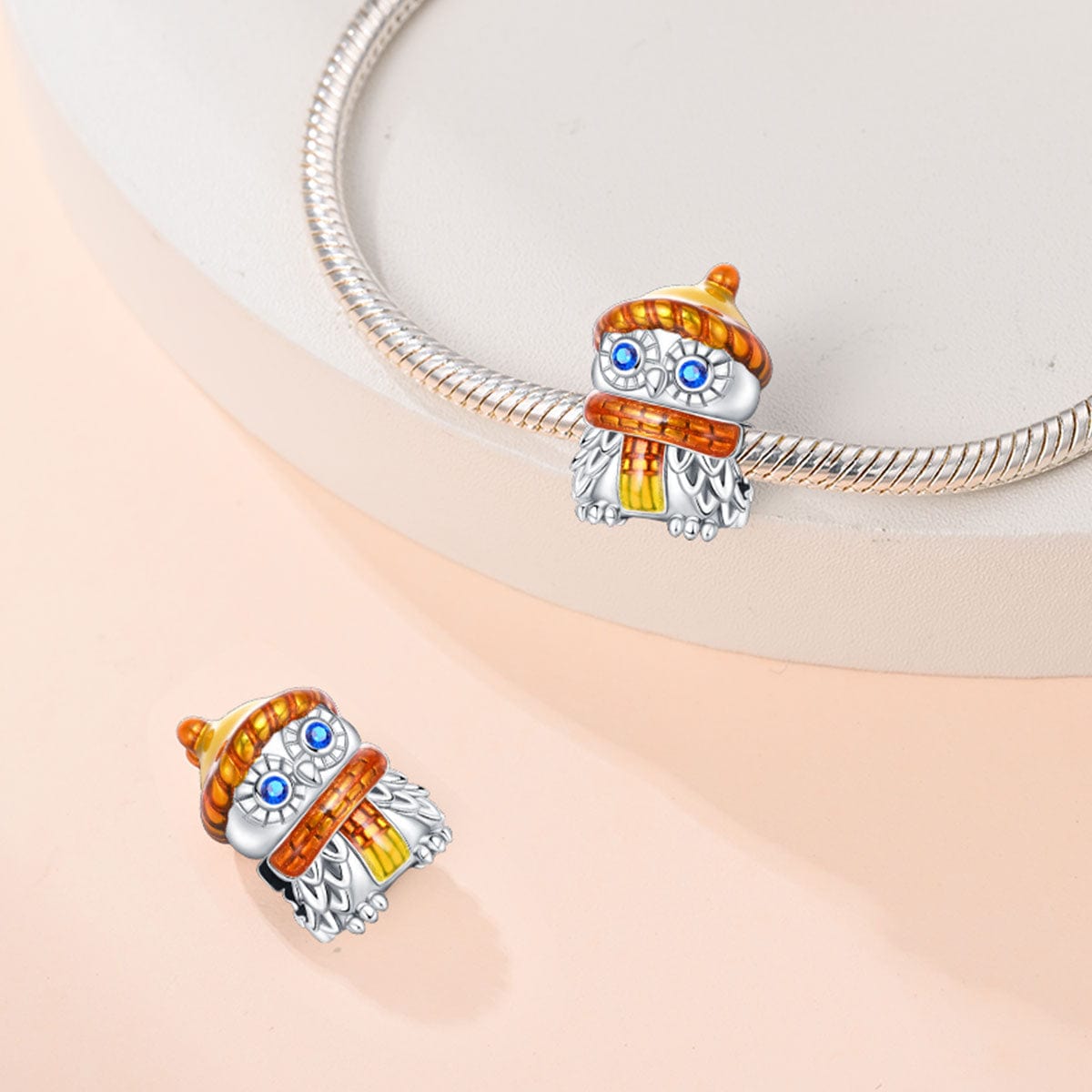 Amarante Jewelry Owl Charm with Scarf and Beanie