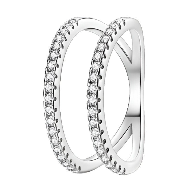 Amarante Jewelry Parallel Lines Stone, Inlaid Double Layer Hollow Ring