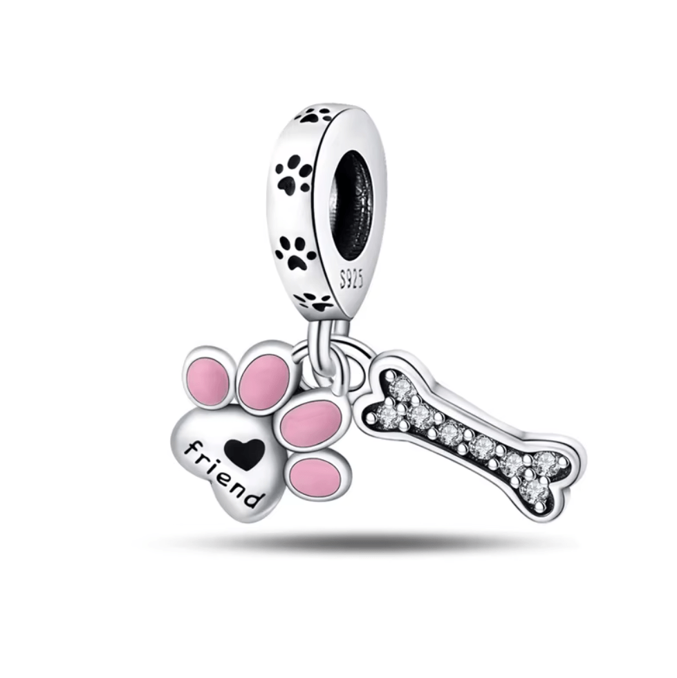 Amarante Jewelry Paw Print & Bone Pet Friend Dangle Charm