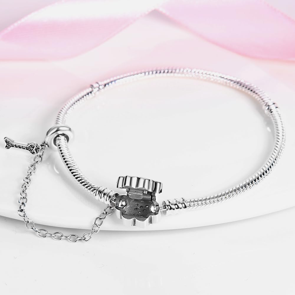 Amarante Jewelry Paw Print Charm Bracelet with Bone and Safety Chain