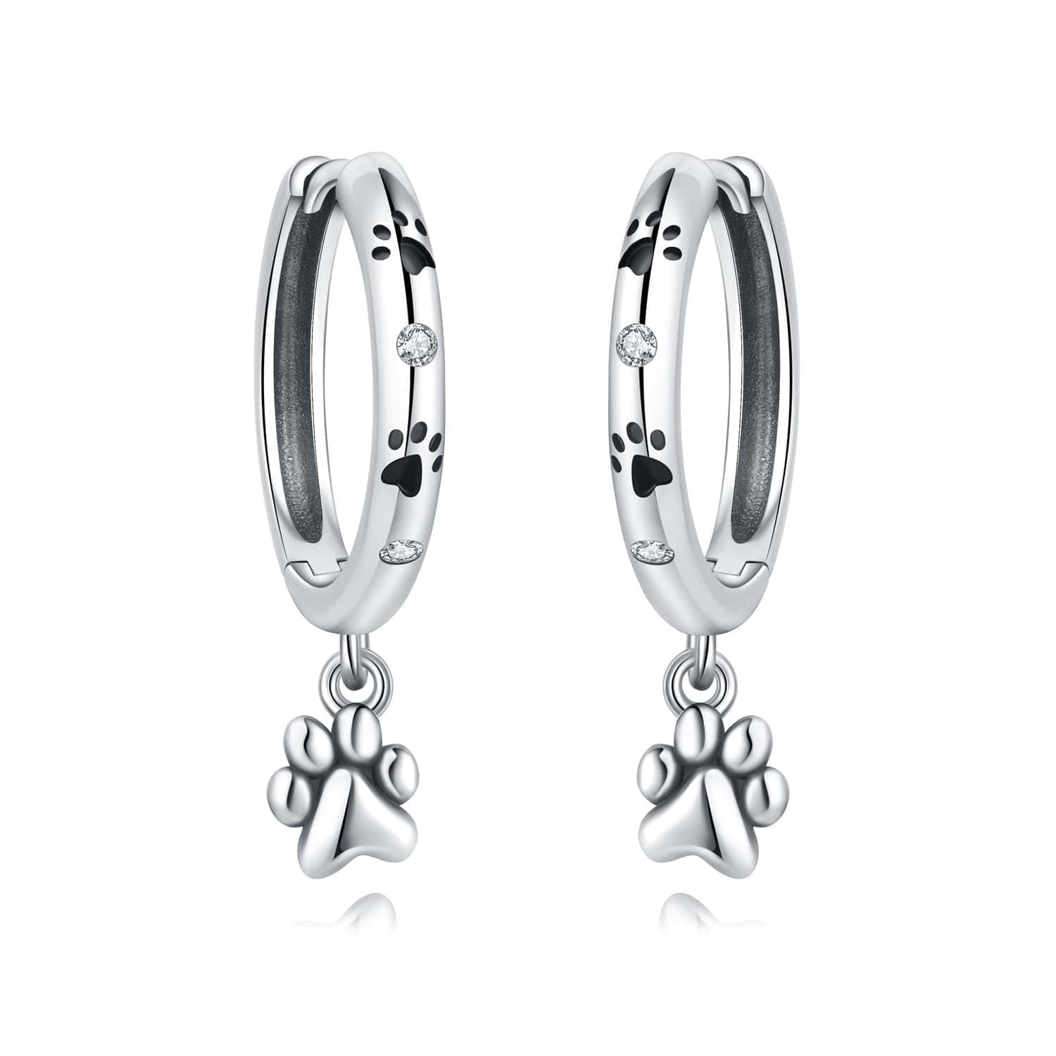 Amarante Jewelry Paw Print Hoop Earrings