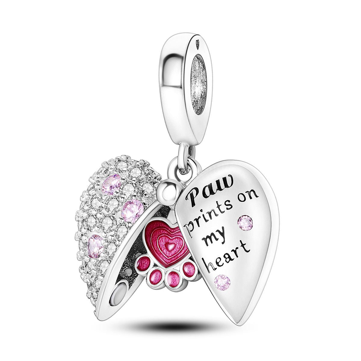 Amarante Jewelry Paw Prints on My Heart Dangle Charm