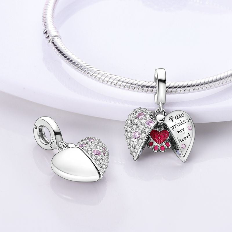 Amarante Jewelry Paw Prints on My Heart Dangle Charm