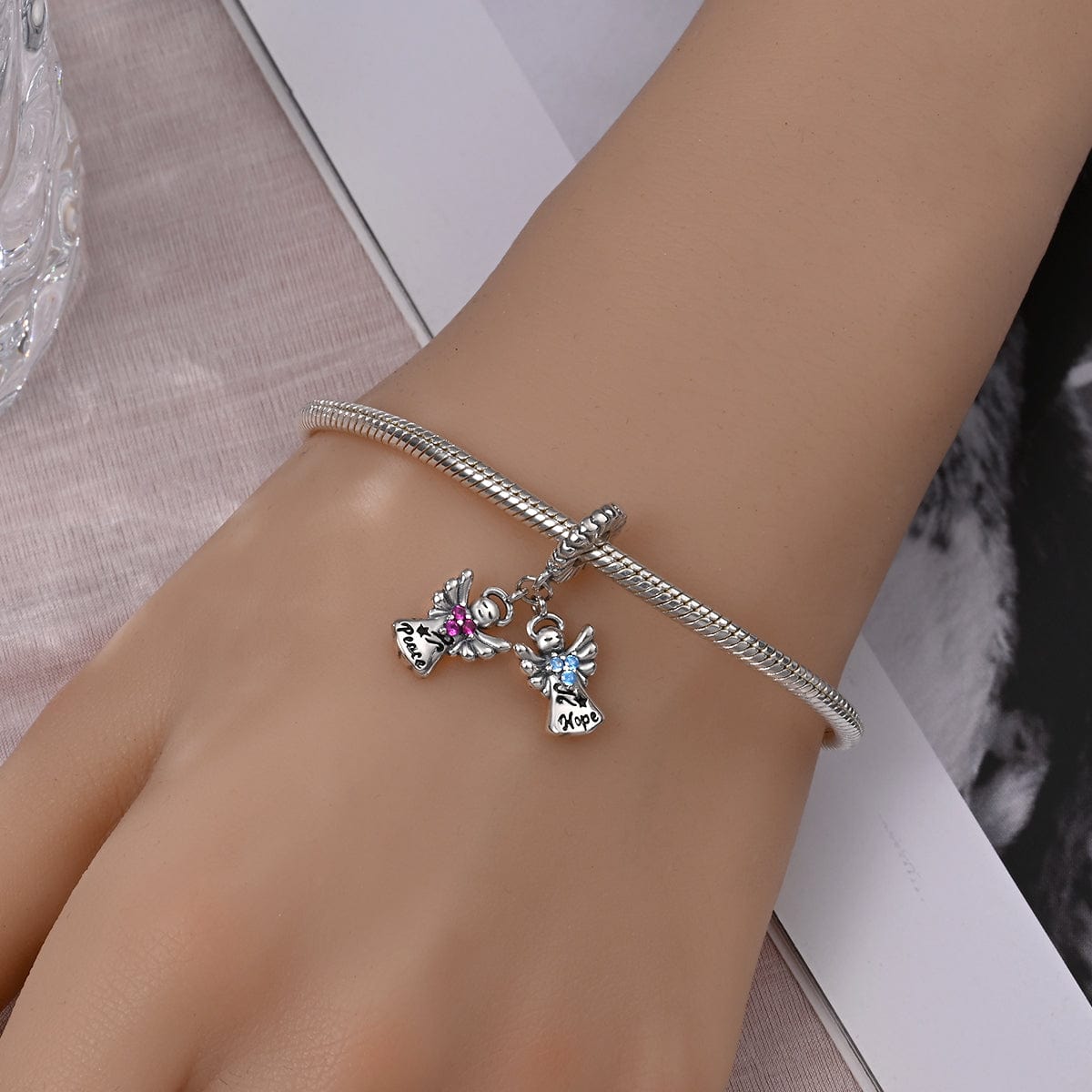 Amarante Jewelry Peace & Hope Angels Double Dangle Charm