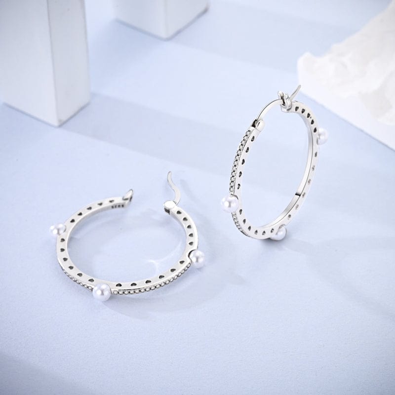Amarante Jewelry Pearl Embellished Hoop Earrings