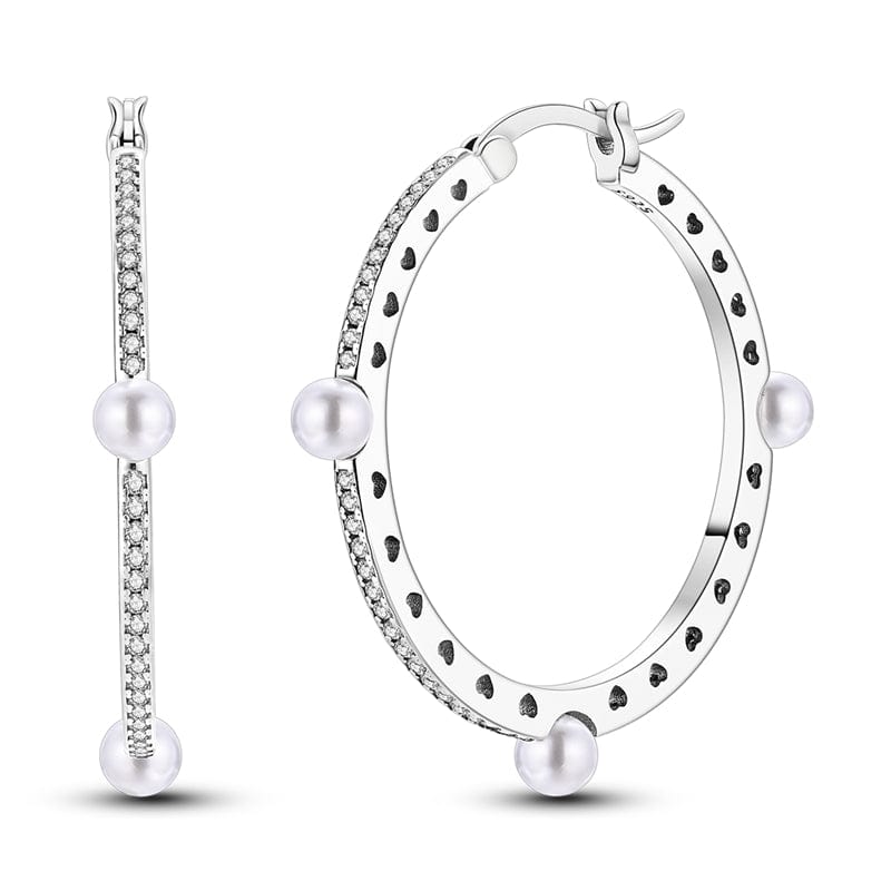Amarante Jewelry Pearl Embellished Hoop Earrings