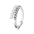 Amarante Jewelry Pearl & Zircon Stone Adjustable Ring – Dual Row Design