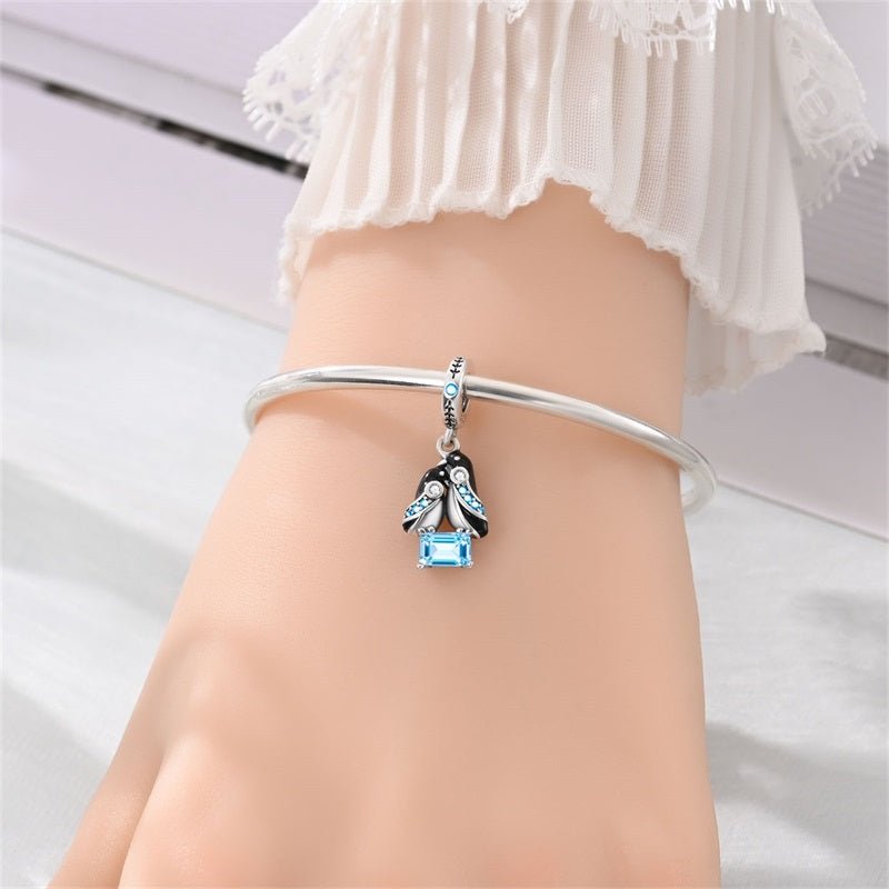 Amarante Jewelry Penguin Couple with Blue Crystal Dangle Charm