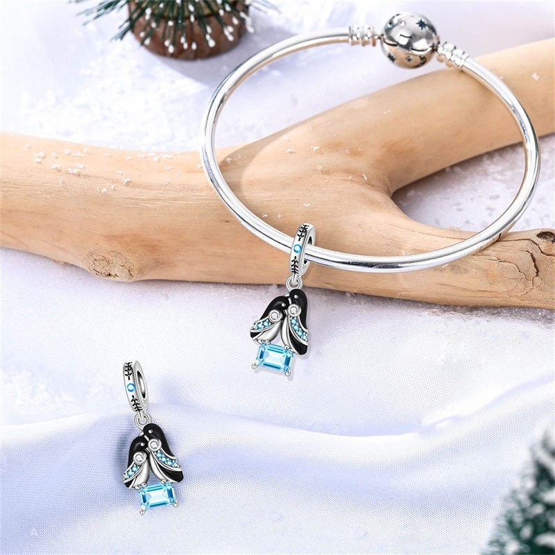 Amarante Jewelry Penguin Couple with Blue Crystal Dangle Charm