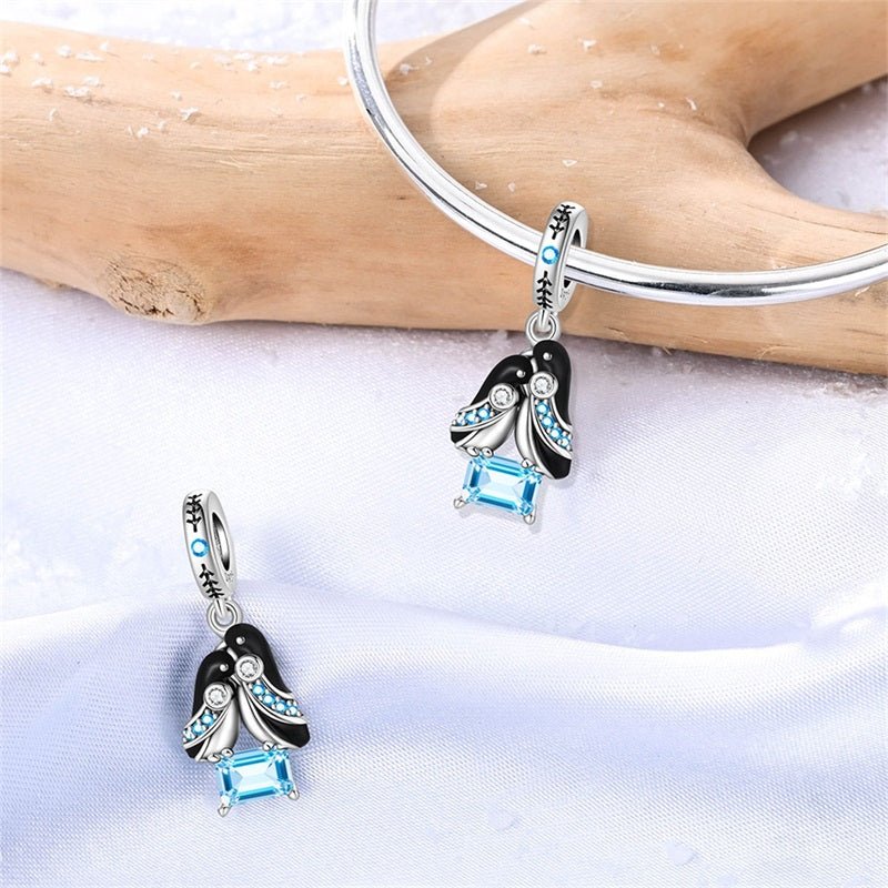 Amarante Jewelry Penguin Couple with Blue Crystal Dangle Charm